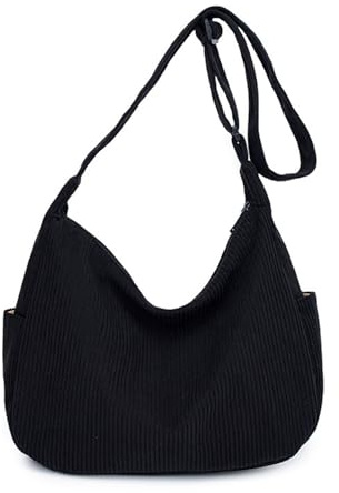 HAIWILL Crossbody Bag Damen Umhängetasche Mittelgroß Cord Halbmond Tasche Hobo Bag Shopper Tasche Damen Beuteltasche Stofftasche Schultertasche für College Schule Arbeit Reisen Einkaufe