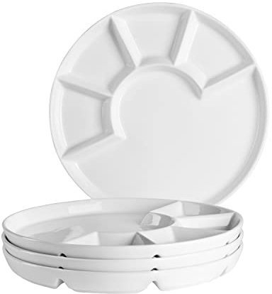 Mäser Servierset aus Keramik Ø 24 cm – Für Fondue, Raclette & BBQ – 4 Personen – Robust, hitzebeständig & spülmaschinenfest