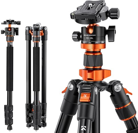 K&F Concept 200cm Stativ, Aluminium Kamera Stativ, K234A7(S210) Tripod mit Einbeinstativ Funktion, 360° Kugelkopf inkl. Schnellverwechselplatte für Canon Nikon Sony Olympus