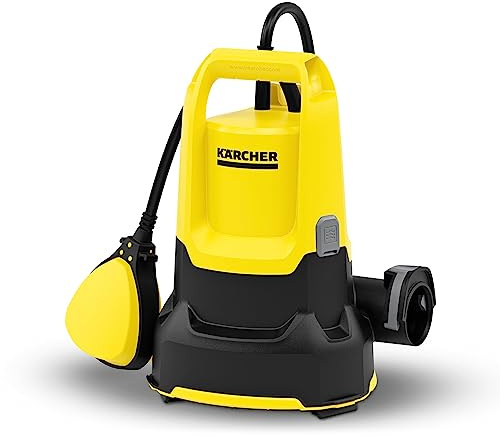 Kärcher SP 9.000 Flat flachsaugende Tauchpumpe, Fördermenge: 9.000 l/h, Eintauchtiefe: max. 7 m, für Schmutzwasser mit Partikeln bis zu einer Größe von 5 mm, Restwasserhöhe: 1 mm, Druck: 0,6 bar
