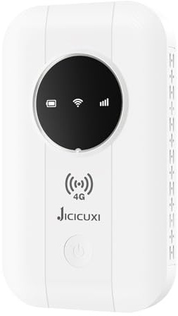 4G Mobiler WLAN Router, LTE Router mit 150 Mbit/s Tragbares WLAN für Unterwegs Ohne Vertrag, Mobiler Router 2100mAh Akku, Typ-C, Mobiler Hotspot für Reisen, Camping, Hotels-eisweiß