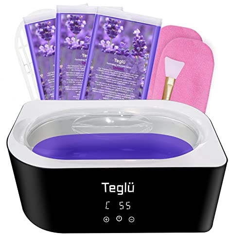 Teglu Paraffinbad für Hände und Füße 4L mit 3X 450g Paraffinwachs, Schwarz | Paraffin Wachsbad Paraffinbad Set mit Handschuh/Bürste-200W FHC-4000A
