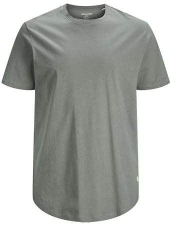 JACK & JONES Herren Basic T-Shirt Plus Size | Rundhals Kurzarm Shirt | Übergrößen Shortsleeve JJENOA, Farben:Grau, Größe:6XL
