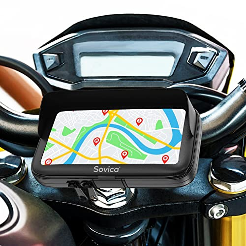 Motorrad Handyhalterung wasserdicht für Smartphones bis 7,5 | Gültig für Lenker aller Dicken und Formen, Hülle mit Visier