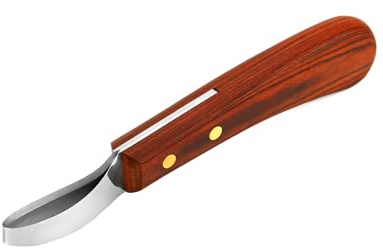 QWORK® Premium Edelstahl Hufmesser mit Griff, Schlaufenmesser, Hufmesser Trimmwerkzeug für Pferde