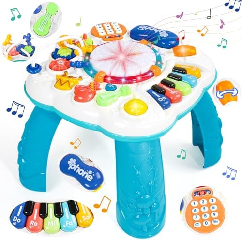 Spielzeug ab 1 Jahr - Spieltisch Kinderspielzeug ab 1 Jahr mit Licht Musik Baby Spielzeug ab 1 Jahre 6 in 1 Activity Center Baby Musikinstrumente Kinder Geschenke ab 1 2 3 Jahr Junge Mädchen