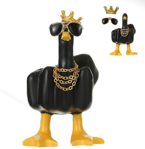 CHAOTEMAI Mittelfinger Ente, Auto Deko Stinkefinger Winkekatze Mittelfinger | Duck You Harz-Entenstatue Zuhause Büro Dekoration Statuen Lustig Mittelfinger Geschenk für Zuhause Oder Büro Geburtstag