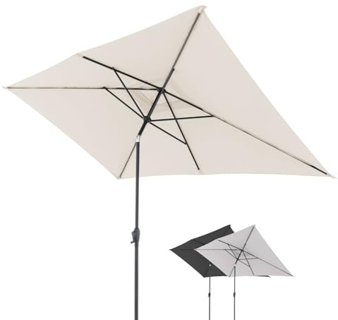 Doppler Sonnenschirm für den Garten Jack 300x200cm in Natur - Rechteckiger Sonnenschirm für Balkon & Terrasse - Schirm knickbar - Großer Balkonsonnenschirm - Kippbarer Kurbelschirm