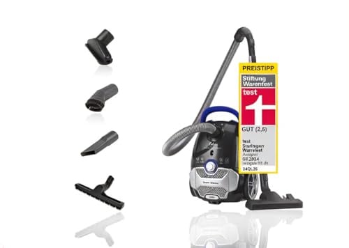 Fakir Blue Vac Power TS 721 Staubsauger mit Beutel 800W, Bodenstaubsauger mit Kabel, HEPA H14 Filter, sehr leisem Hocheffizienzmotor 69dB(A), großem 3l Staubbeutel & 12m Aktionsradius, Schwarz/Blau