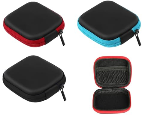 3er-Pack Mini-Kopfhörerhülle, schöne Kopfhörer-Aufbewahrungsbox, In-Ear-Kopfhörerhülle, Hartschale mit Netzfach, kompatibel mit den meisten kabellosen Kopfhörern und MP3-Playern auf dem Markt