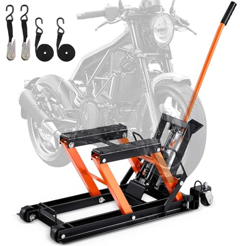 VEVOR Hydraulischer Motorradheber 700 kg Belastbar Motorrad Heber Motorradhebebühne Montagebock Motorrad, Einstellbare 120-385 mm Montagebock Motorradlift, Motoständer in Garage & Außenbereichen