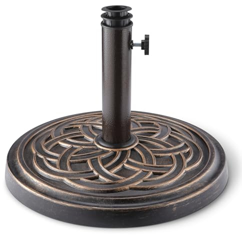Amazon Basics Verstellbarer Sonnenschirmständer für Terrasse und Garten, 3-Stangen-Halterung, 44,9cm, Schwarz, 1er-Pack