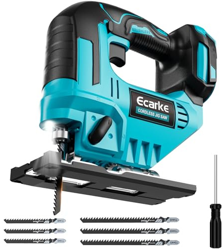 Ecarke 750W Akku-Stichsäge kompatibel mit Makita 18V, stufenlos regelbar, mit 6 Sägeblättern & Schnellspannsystem, für Holz, Metall, Kunststoff & Sperrholz (ohne Akku & Ladegerät)