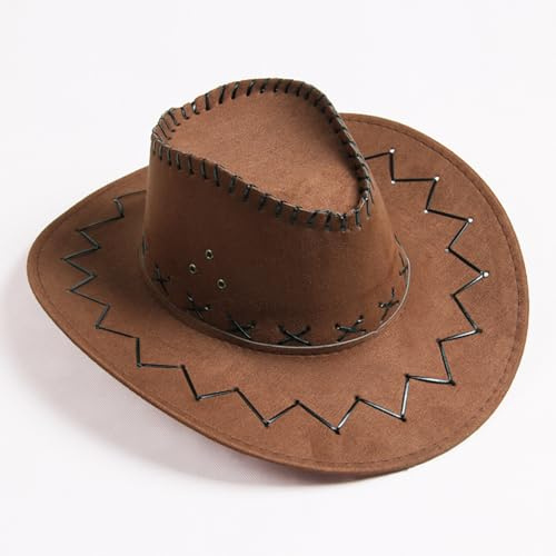 Ianulus Cowboyhut, Westernhut, Wildleder Cowboyhut, Einfarbig, Breite Krempe, für Erwachsene Perfekt für Karneval, Halloween und Cosplay