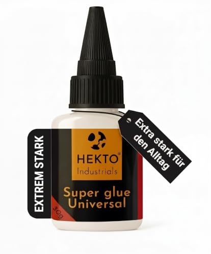 Sekundenkleber extra stark flüssig 30g – XL Superkleber mit Nadelverschluss gegen Austrocknen – Dünnflüssiger Kleber für Kunststoff, Metall, Holz & Keramik – Hekto Alleskleber