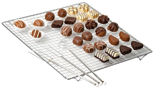 Westmark Pralinen-/Dekorier-Set – 4-teilig, mit Rezeptheft | 2 Tauchgabeln, 1 Tauchspirale, 1 Abtropfgitter, Stahl/rostfreier Edelstahl, 31472260