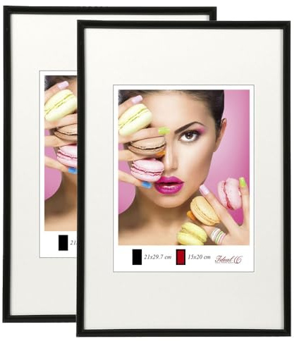 IDEAL TREND 2er 3er 5er Pack Photo Style Set Bilderrahmen Wanddeko Collage Poster Kunststoff Rahmen: Farbe: 2er Pack Schwarz | Format: 30x40