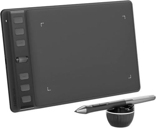 HUION Inspiroy 2 S Grafiktablett, 6 Tasten + Scroller, Schwarz | 6,3 x 3,9 Zoll, 8192 Druckstufen, Für Windows Mac Linux Android ChromeOS