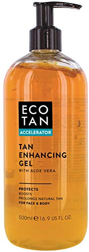 EcoTan Accelerator Gesicht und Körper Bräunungsgel 500ml, optimiert natürliche Bräune, für Outdoor-und Indoor-Bräunung, kann mit Sonnenliegen verwendet werden