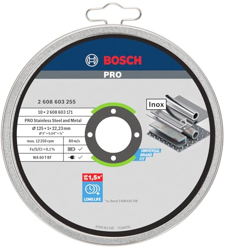 Bosch Professional 10 Stück Trennscheibe Standard für Inox Rapido WA 60 T BF (für Edelstahl, Ø 125 mm, gerade, Zubehör Winkelschleifer)
