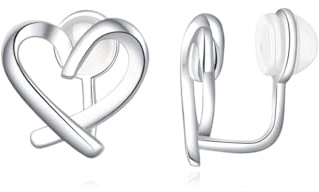 Reffeer 925 Sterling Silber Liebes-Herz-Ohrringe, Ohrclips, kein Piercing, Manschettenohrringe für Frauen, Herz-Ohrringe (A-Silver)