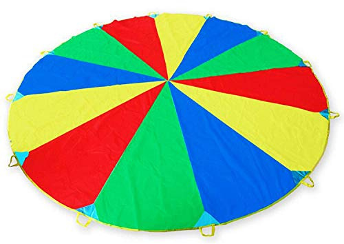 12ft/ 3.5m Schwungtuch Fallschirm Spielzeug für Kinder und Familie, Bunt Fallschirm Parachutes Spielzeug - ideale für Indoor Outdoor - für stundenlanges Spiel und Unterhaltung - Mit Tragetasche