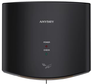 anydry 2630S Kompakter Händetrockner,Automatischer Elektrischer Händetrockner für Wandmontage,Für Gewerbliche oder Private Zwecke,Händetrockner für Toiletten.1400-1650W.(Schwarz)