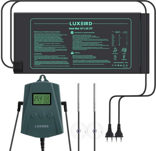 Luxbird Heizmatten Pflanzen und Thermostat, 2 Stück 21W wasserdichte heizmatte 52x25 cm, automatische Temperaturregelung Wärmematte für Sämlinge, Germination, Terrarium, Zimmergewächshaus