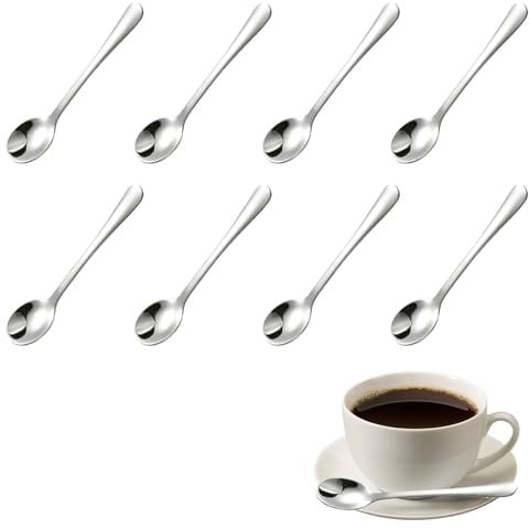 8 Stück Espressolöffel Mini,Mini Löffel,Espressolöffel,7,5cm Kleine Löffel,Cute Edelstahl MiniLöffel,Edelstahllöffel Für Gewürzgläser,Für Gewürze Salz Honig TeelöffelEspressolöffel
