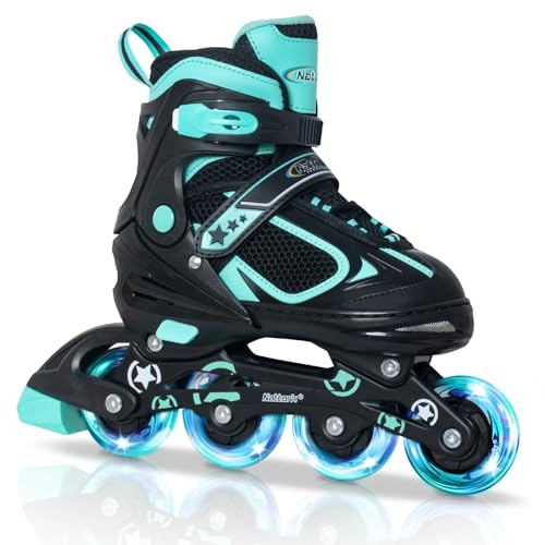 Nattork Kinder Inliner für Jungen Mädchen, Verstellbar Inline Skates mit Leuchtendem Rad, Kinder Rollerblade für Anfänger Kleine Kinder