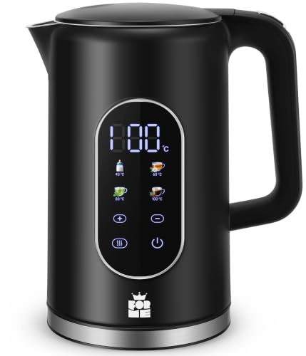 ForMe Edelstahl Wasserkocher 1,7 L mit Temperatureinstellung Temperaturwahl 40-100°C I LED Digitale Temperaturanzeige I Temperatur Einstellbar Kessel I Teekanne Teekessel Warmhaltefunktion I BPA Frei