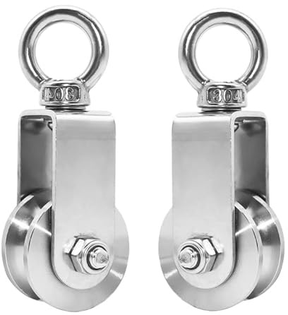 Herbst 34mm Umlenkrolle mit Kugellager, 2 Stück Umlenkrolle Edelstahl | für Seile Gerüstfitness,Tragkraft 250kg (34 mm, 2 Stück)