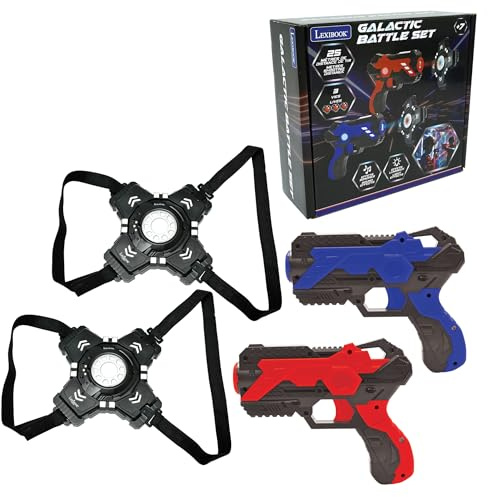 Lexibook, Galactic Battle Set, Laser-Tag-Spiel mit 2 Laserpistolen und 2 Rüstungen inklusive, Schießen bis 25 Meter Entfernung, Sound- und Lichteffekte, JG250, Rot/Blau
