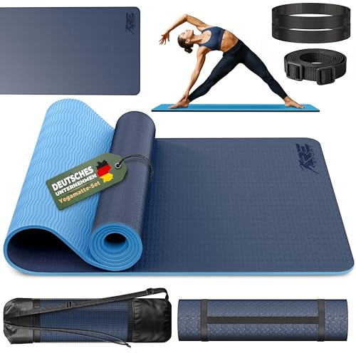 RE:SPORT® Yogamatte Gymnastikmatte 183x61cm rutschfest schadstofffrei | Fitnessmatte mit Tragetasche & Tragegurt | Trainingsmatte gepolstert | Yoga Matte Sportmatte für Fitness Pilates & Gymnastik