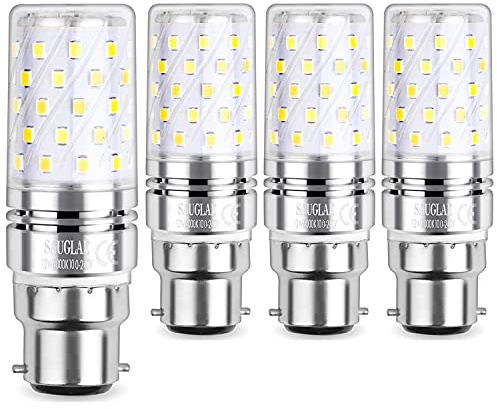 SAUGLAE B22 LED Mais Leuchtmittel 12W, Entspricht 100W Glühbirnen, 6000K Kaltweiß, 1450Lm, Bajonett Kappe LED Birne, Pack of 4