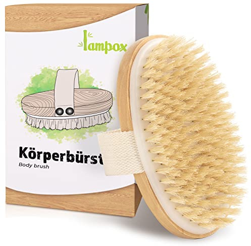 lampox® Trockenbürste – Körperbürste & Massagebürste mit Naturborsten aus Holz | Peeling & Lymph-Massage für weichere Haut | Nachhaltig