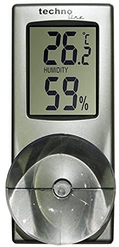 Technoline Fensterthermometer WS 7025 mit Temperatur- und Luftfeuchteanzeige, Grau