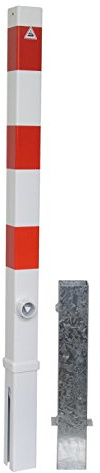 Schake Absperrpfosten herausnehmbar, 470FB | 70 x 70 mm, herausnehmbar, ohne Öse, mit Dreikant-Verschluss, weiß/rot