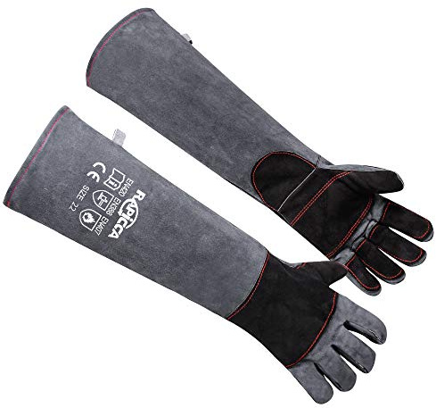 RAPICCA Handschuhe für den Umgang Mit Tieren Bissfeste verstärkte Lederpolsterung Hund, Katze, Kratzer, Falke, Greifer, Reptilien, Schlangen 55.9cm