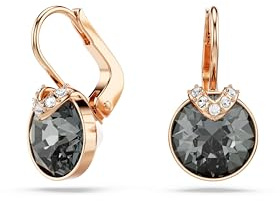 Swarovski Bella V Drop-Ohrhänger, Rundschliff, Grau, Roségold-Legierungsschicht