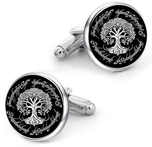 Kooer Manschettenknöpfe für Männer, Weiß, Hochzeit, Weihnachten, Geschenk für Männer, Vater, Ehemann, Silberne Manschettenknöpfe, M Size