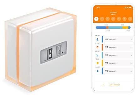 Netatmo Smart Thermostat Zur Steuerung von Heizungsanlagen, NTH01-DE-EC, Orange, Weiß