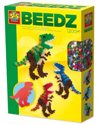 SES 6117 Creative 644033 Bügelperlenset T-Rex Mosaik-Set, Gemischte Farben, ‎14.86 x 3.96 x 19.81 cm, Rot, Blau, Grün, Gelb, Orange