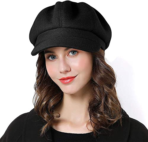 Superora Damen Ballonmütze Schirmmütze Wintermütze Kappe Barett Winter Mütze Newsboy Herbst Winter