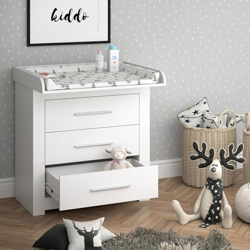 Vicco Wickelkommode Miro, Weiß, 86.6 x 86.5 cm | umbaubar zur Kommode durch abnehmbaren Wickelaufsatz
