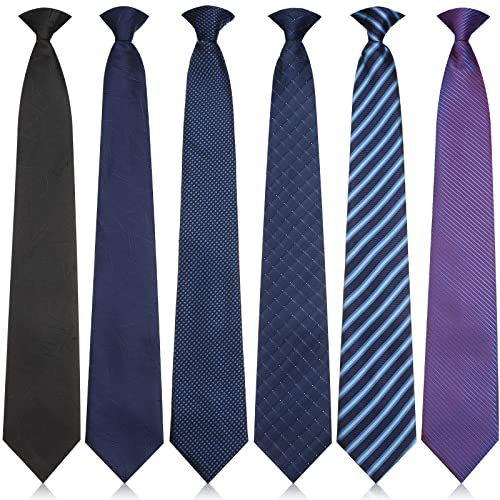 Janmercy Krawatten zum Anklippen für Herren, gestreift, einfarbig, kariert, Punkte, gemischte Lot, Krawatte für Hochzeit, Büro, Schule, 50,8 cm, 6 Stück