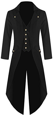 Runcati Herren Gothic Frack Steampunk Jacke Viktorianischen Karneval Kostüm Cosplay Smoking Mittelalter Gehrock Mantel Mode Oberbekleidung