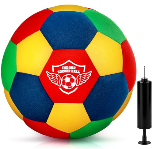 Jofuni Indoor-Fußball-Trainingsball für Zuhause, Standardgröße 4, weicher und sicherer Fußball für Teenager von 3–12, Dribbling, Training(Size 4)