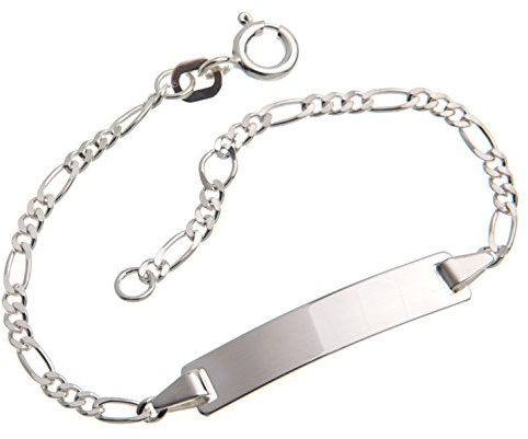 Silberketten Store Baby- & Kinder ID Armband inklusive Gravur & Geschenksäckchen I aus 925 Silber gefertigt I nickelfrei für Allergiker geeignet I 10 verschiedene Schriftarten I 15 cm