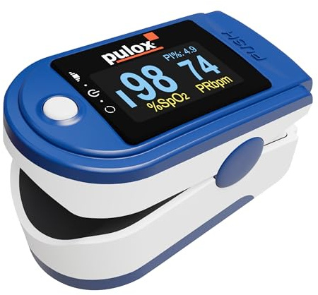 Pulsoximeter Pulox PO-200 Solo Blau mit Präzisionsindikator - Messung von Sauerstoffsättigung, Puls und Perfusionsindex